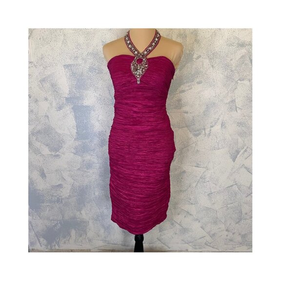 Duo Jr Red Halter Bodycon Dress size M - Picture 1 of 6